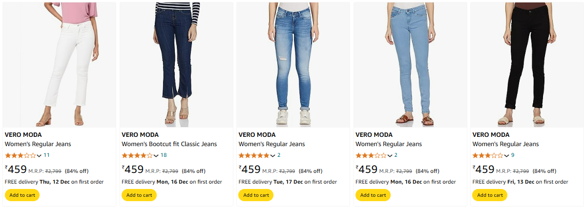 Image of Vero Moda Women's Jeans upto 84% Discount