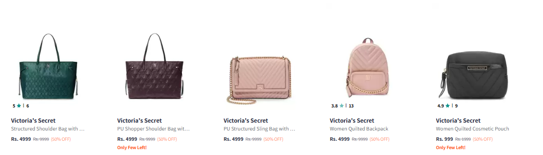 Image of Victoria's Secret Printed Structured Shoulder Bags at Minimum 50% + Extra 60% Discount with Coupon 