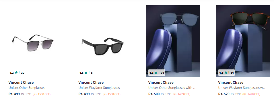 Image of Vincent Chase unisex Sunglasses Starting at ₹499 + Extra 15% Discount with Coupon