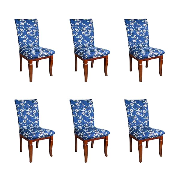 Image of WE CLEVER Polyester Spandex Printed Chair Cover Pack of 6