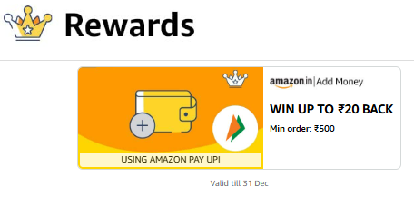 Image of WIN UP TO ₹20 BACK Min order: ₹500