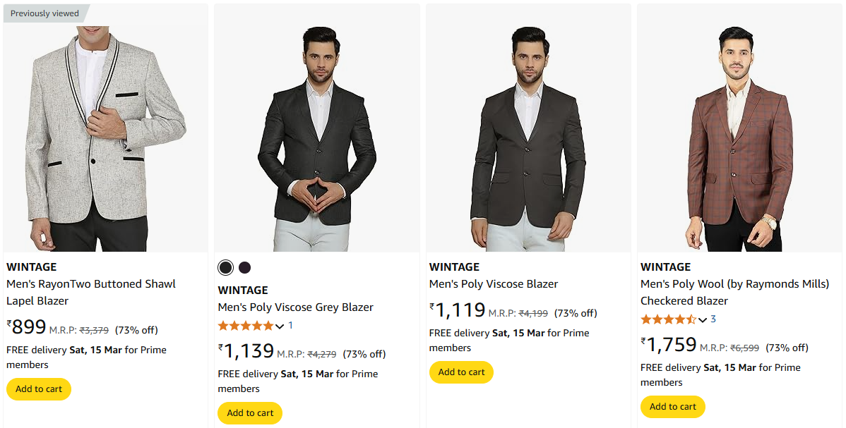 Image of WINTAGE Men's Blazer Minimum 70% Discount