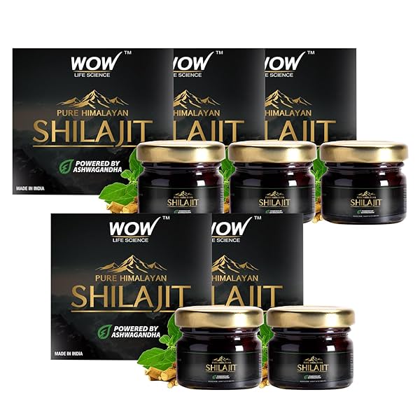 Image of WOW Life Science Pure Himalayan Shilajit/Shilajeet Resin Powered by Ashwagandha - 20g