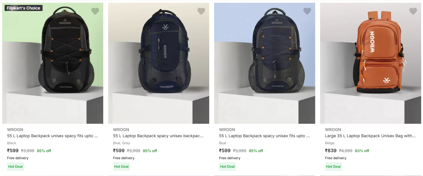 Image of WROGN 55 L Laptop Backpack starting at ₹499