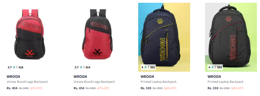 Image of WROGN Backpacks Upto 87% Discount 