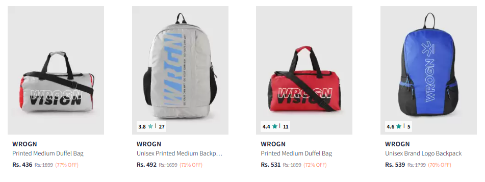 Image of WROGN Brand Logo Bag Starts @ ₹436