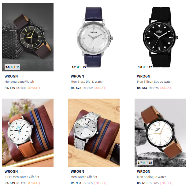 Image of WROGN Men's Watches @ Minimum 80% Discount