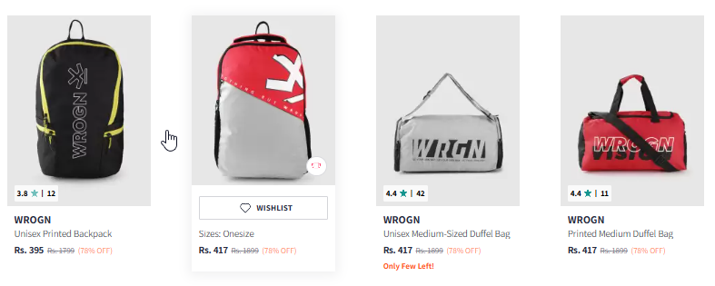 Image of WROGN Unisex Brand Logo Printed Backpack Starting @ ₹395