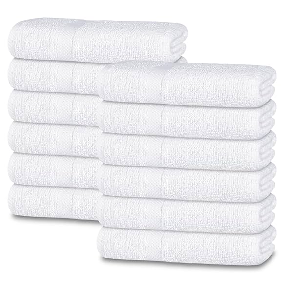 Image of White Classic 12-Pack Cotton Face Towels