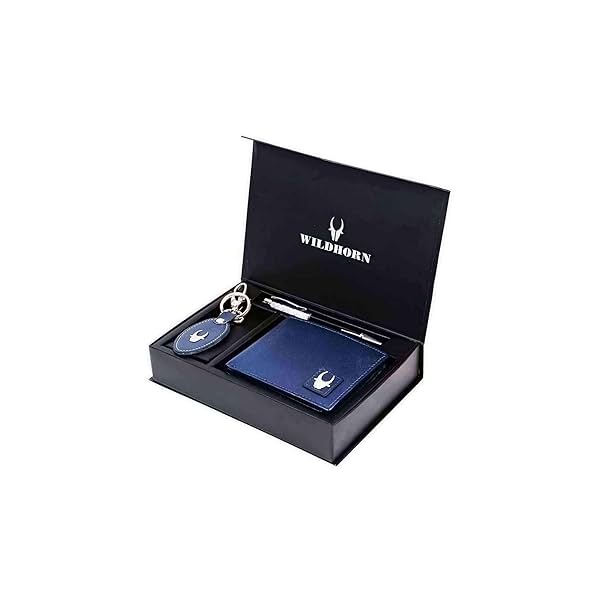 Image of WildHorn Men's Leather Gift Set (Wallet, Keychain, Pen) - 3 Pieces