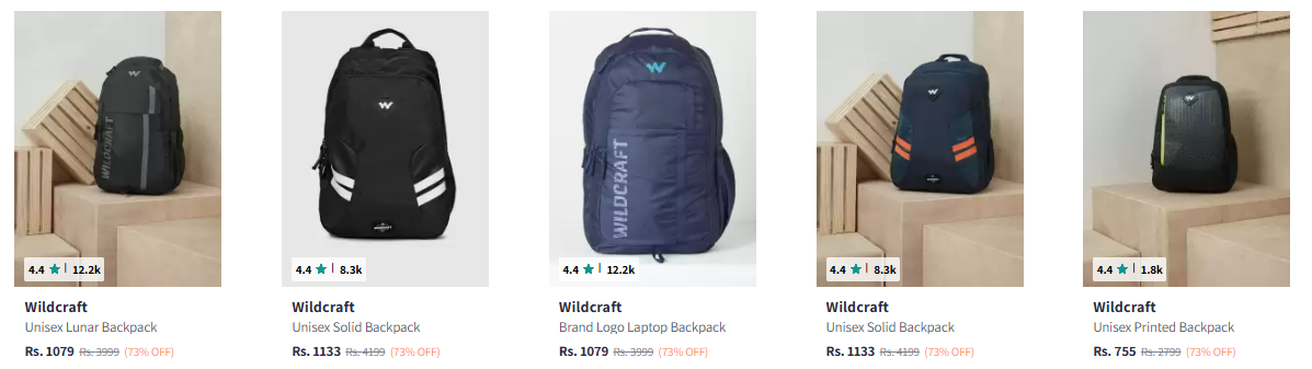 Image of Wildcraft Backpack minimum 73% Discount