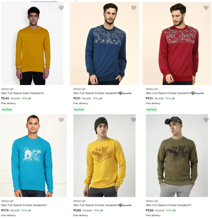 Image of Wildcraft Brand Men's Sweatshirts @ Flat 77% Discount