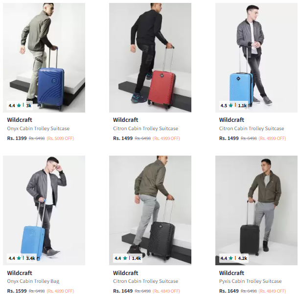 Image of Wildcraft Brand Trolley & Luggage Bags @ Minimum 70% Discount