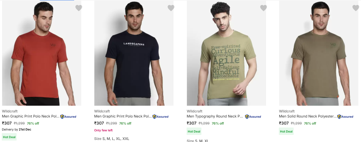 Image of Wildcraft Men's T-shirts up to 76% Discount