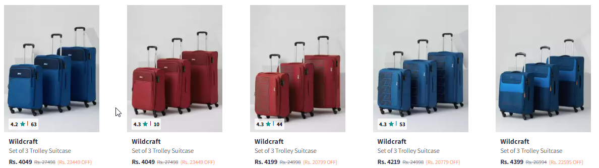 Image of Wildcraft Set of 3 Trolley Suitcase starting @ ₹4049