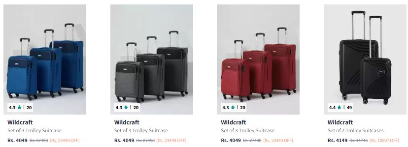 Image of Wildcraft Trolley Bag Set of 3 at ₹4049