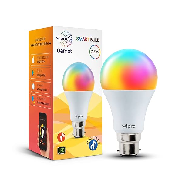 Image of Wipro 12.5W B22D Wi-Fi Smart LED Bulb with Music Sync