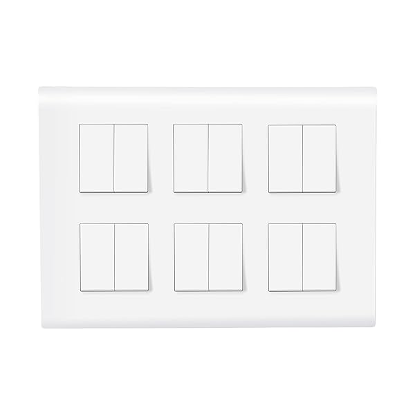 Image of Wipro Northwest (Nowa) Switch Combo of 12M Plate + 6A Switch x12t, White (Kit 15)