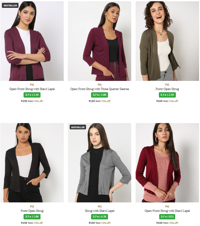 Image of Women's Branded Jackets & Shrugs @ Starting ₹150