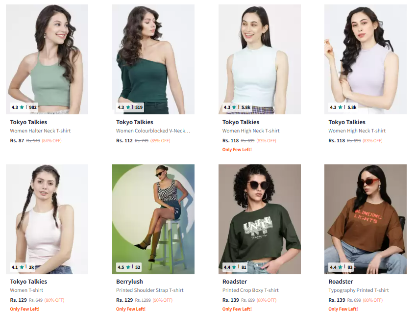 Image of Women's Branded T-Shirts Up to 90% Discount