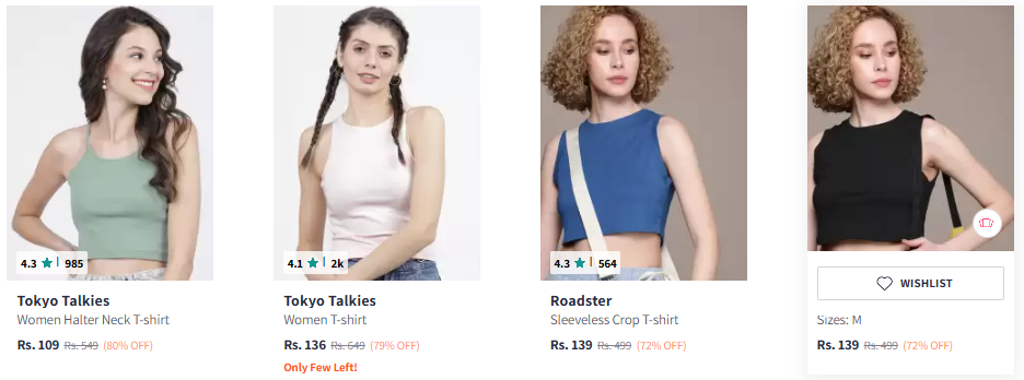 Image of Women's Branded T-shirts Starting at ₹100 