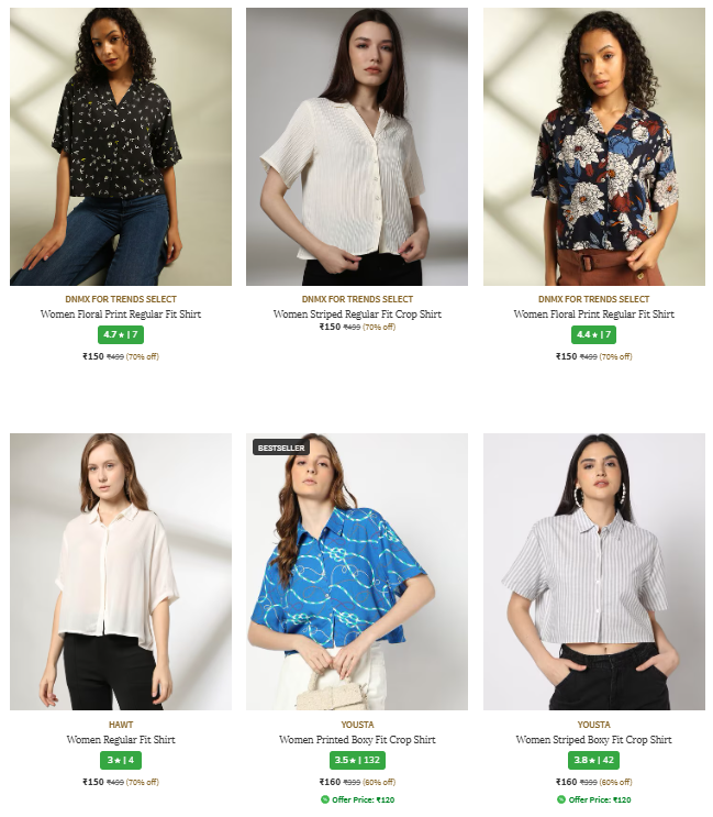 Image of Women's premium Shirts @ Starting ₹150