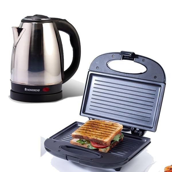 Image of Wonderchef Prato Plus Griller 800 Watts + Electric Kettle 1.8 Litre Kettle 