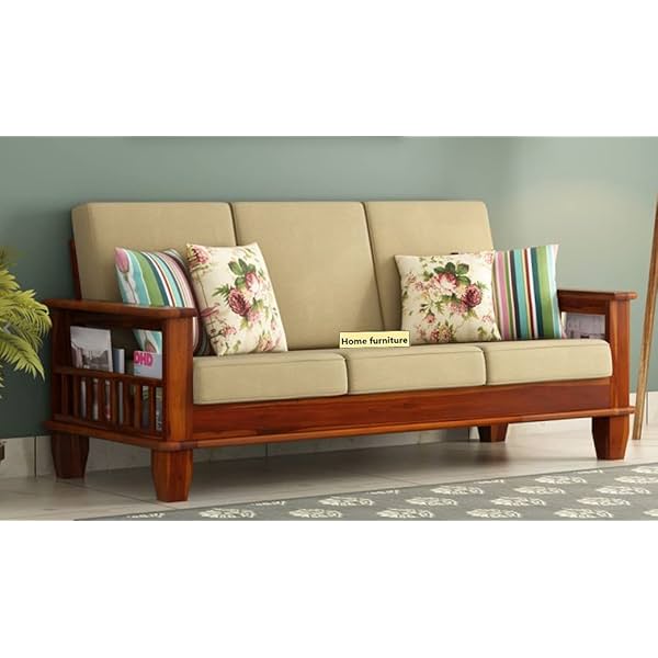 Image of Wooden Sofa Set 3 Seater (Teak Finish)