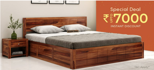 Image of Wooden Street offer: Buy More Save More get 20% off upto ₹7000 on Furniture items