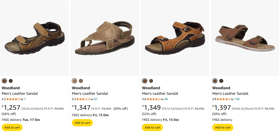 Image of Woodland Men's Leather Sandal upto 58% Discount