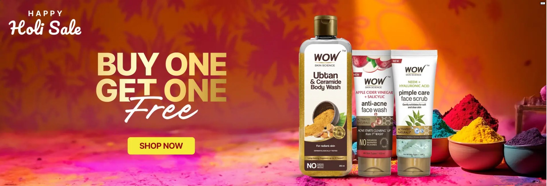 Image of Wow holi sale : Buy 1 get 1 free on wow beauty products