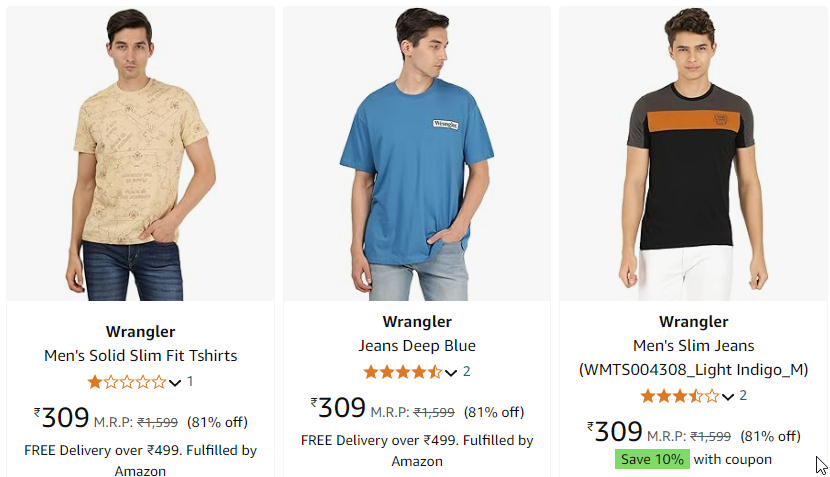 Image of Wrangler Men's Slim Fit Jeans Up To 80% Discount Starting at ₹309