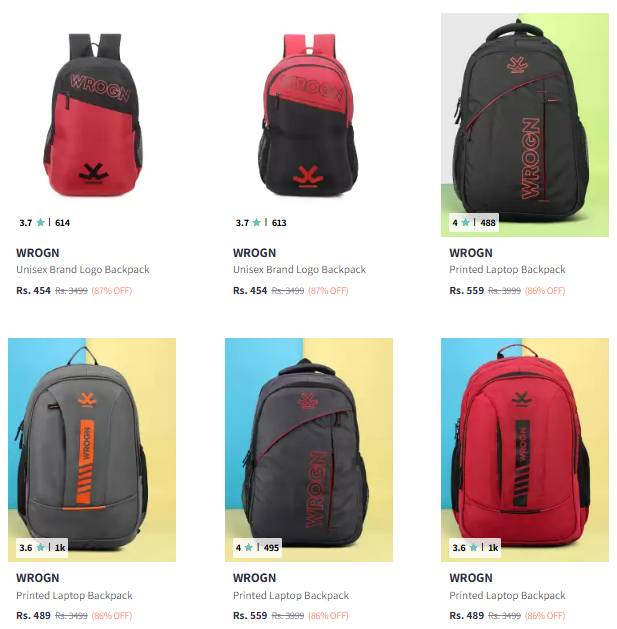 Image of Wrogn Backpacks Up to 90% Discount