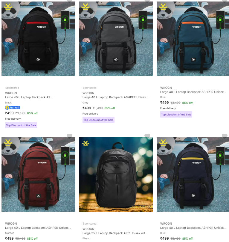 Image of Wrogn Laptop Bags @ Flat 85% Discount