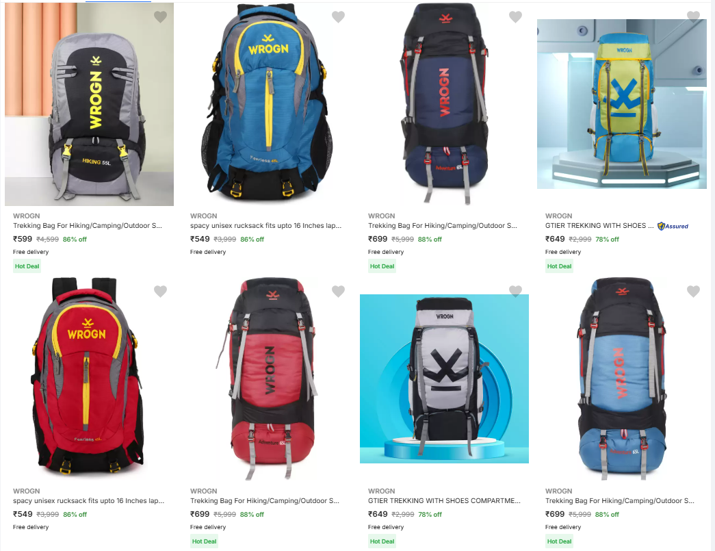 Image of Wrogn Rusksack bags up to 88% Discount 