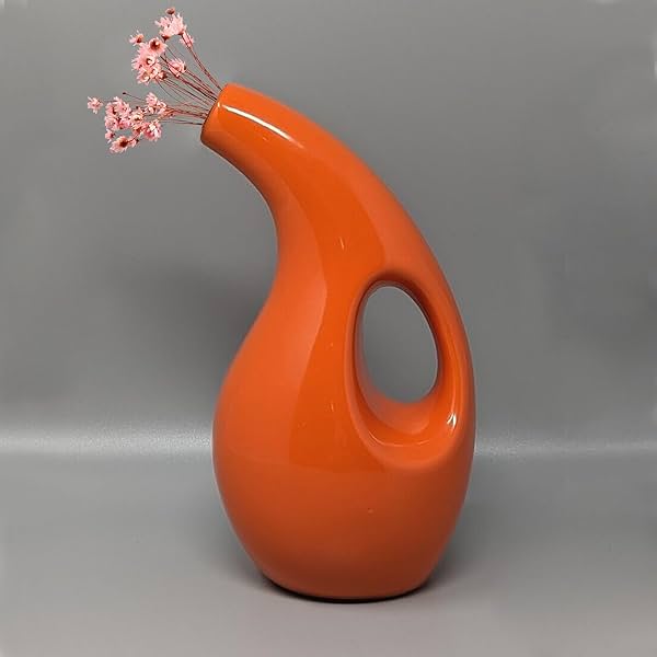 Image of Xtore Oil Bottle Shape Beautiful Ceramic Vase (Pack of 1, Orange).