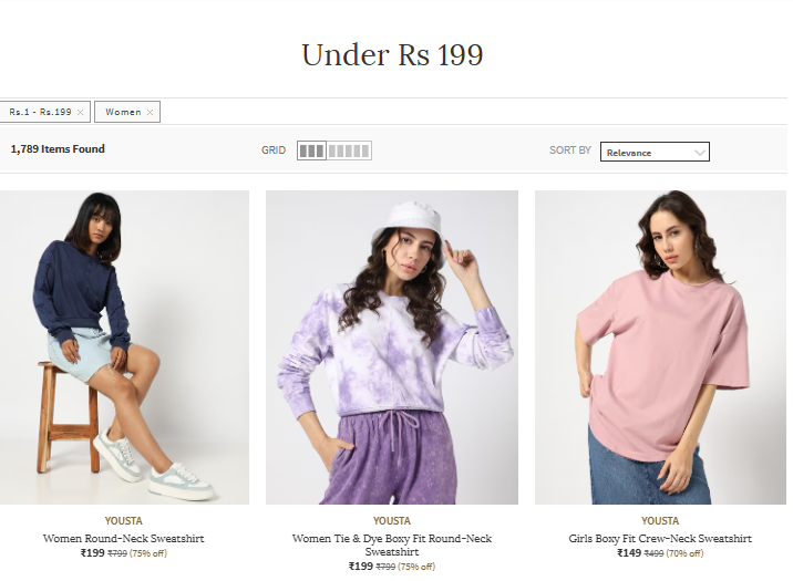 Image of YOUSTA Brand Women's Clothing @ Under ₹199