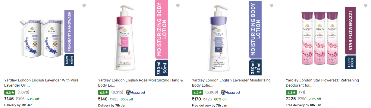 Image of Yardley London Body Lotion , Wash & Hand Wash at Minimum 55% Discount 