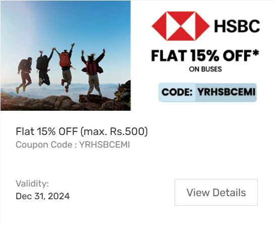 Image of Yatra Coupon: Flat 15% Off on Buses with HSBC Bank Credit Card