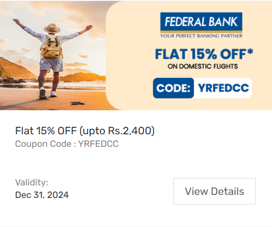 Image of Yatra Coupon: Flat 15% Off on Domestic Flights