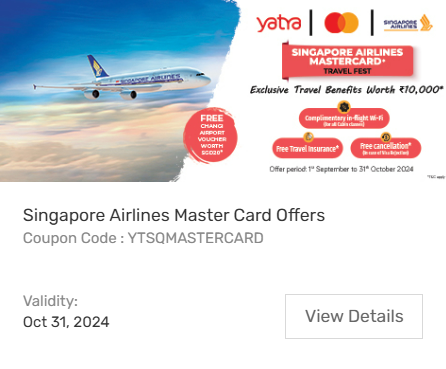 Image of Yatra Coupon: Up to ₹10000 discount on Singapore Airlines Flights