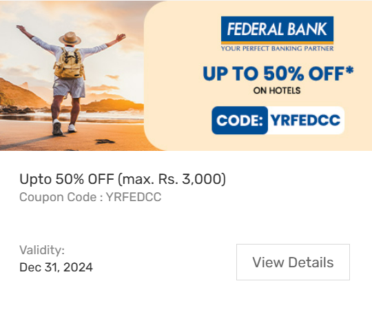 Image of Yatra Coupon: Up to 50% Off on Hotels with Federal Bank Credit Cards