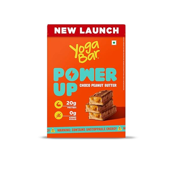 Image of Yogabar Power Up 20g Protein Bar (5 Bars, Choco Peanut Butter