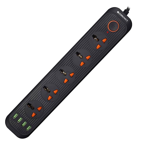 Image of ZEBRONICS 5-Socket Power Strip with 4 USB Ports,