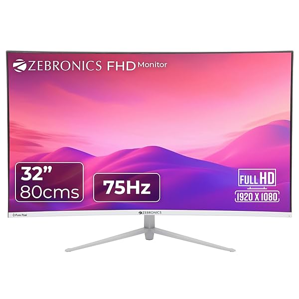 Image of ZEBRONICS AC32FHD LED Curved 75Hz 80Cm (32\') (81.28 Cm) 1920x1080 Pixels FHD Resolution Monitor