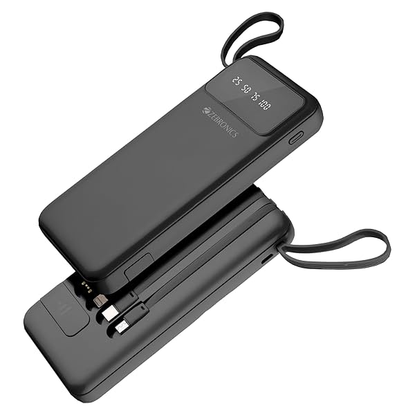 Image of ZEBRONICS MB10000S6 Power Bank, 10000 mAh, 12W, 5 x Outputs - Dual USB A | Type C |.