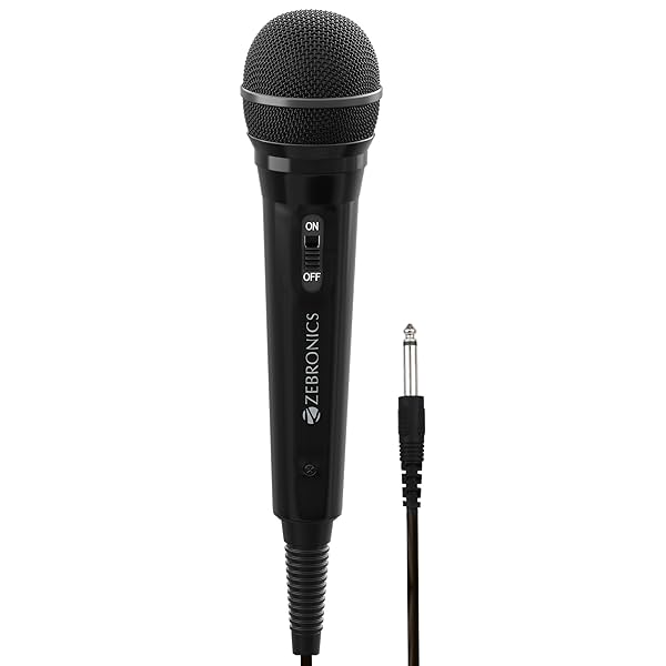 Image of ZEBRONICS MP100, Wired Microphone, 6.3mm, High Sensitivity Dynamic Mic.