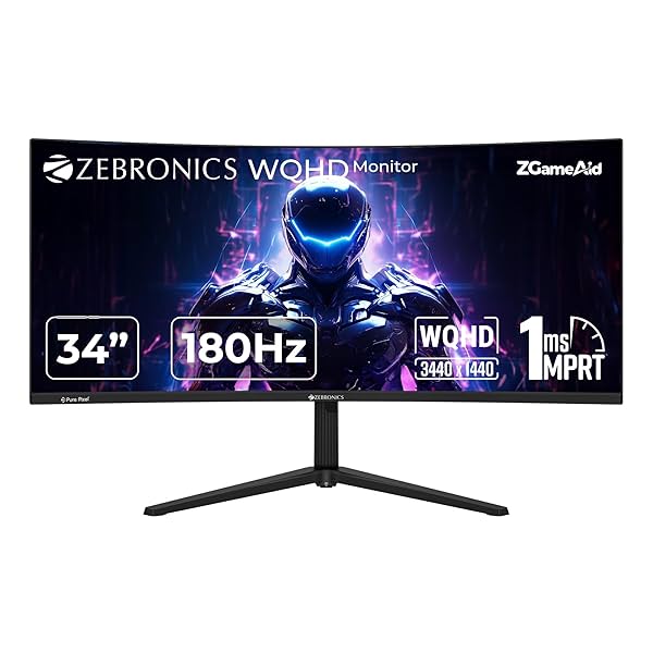 Image of ZEBRONICS New Launch N34A 34\'(86.4 cm) 1500R Curved Ultrawide Gaming Monitor