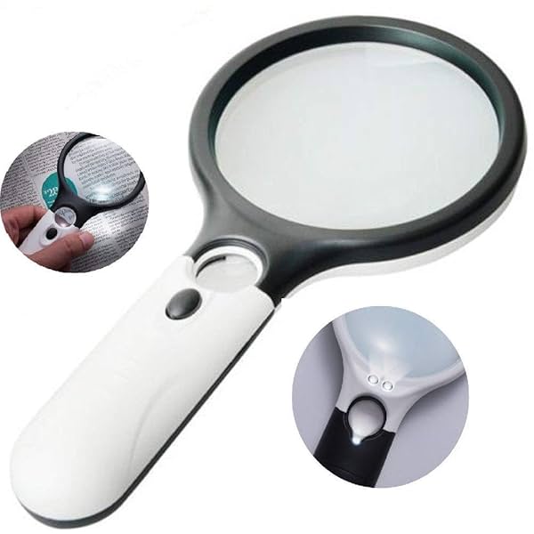 Image of ZIVIK Magnifying Glass with 3 Led Light 3X & 45X Big Size Zoom 