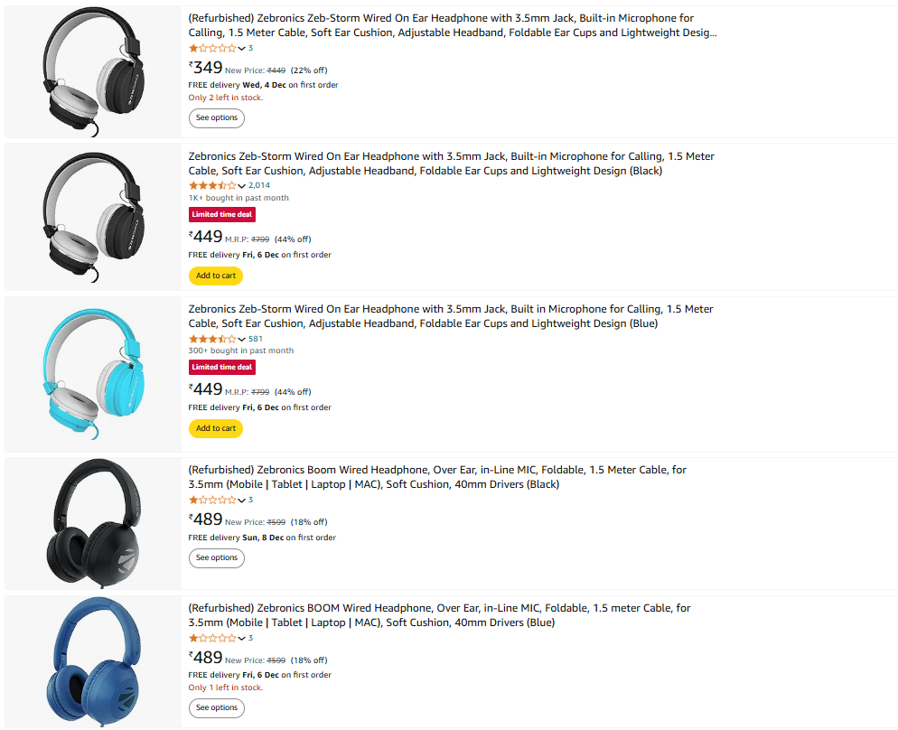 Image of Zebronics Headphones starting at ₹349